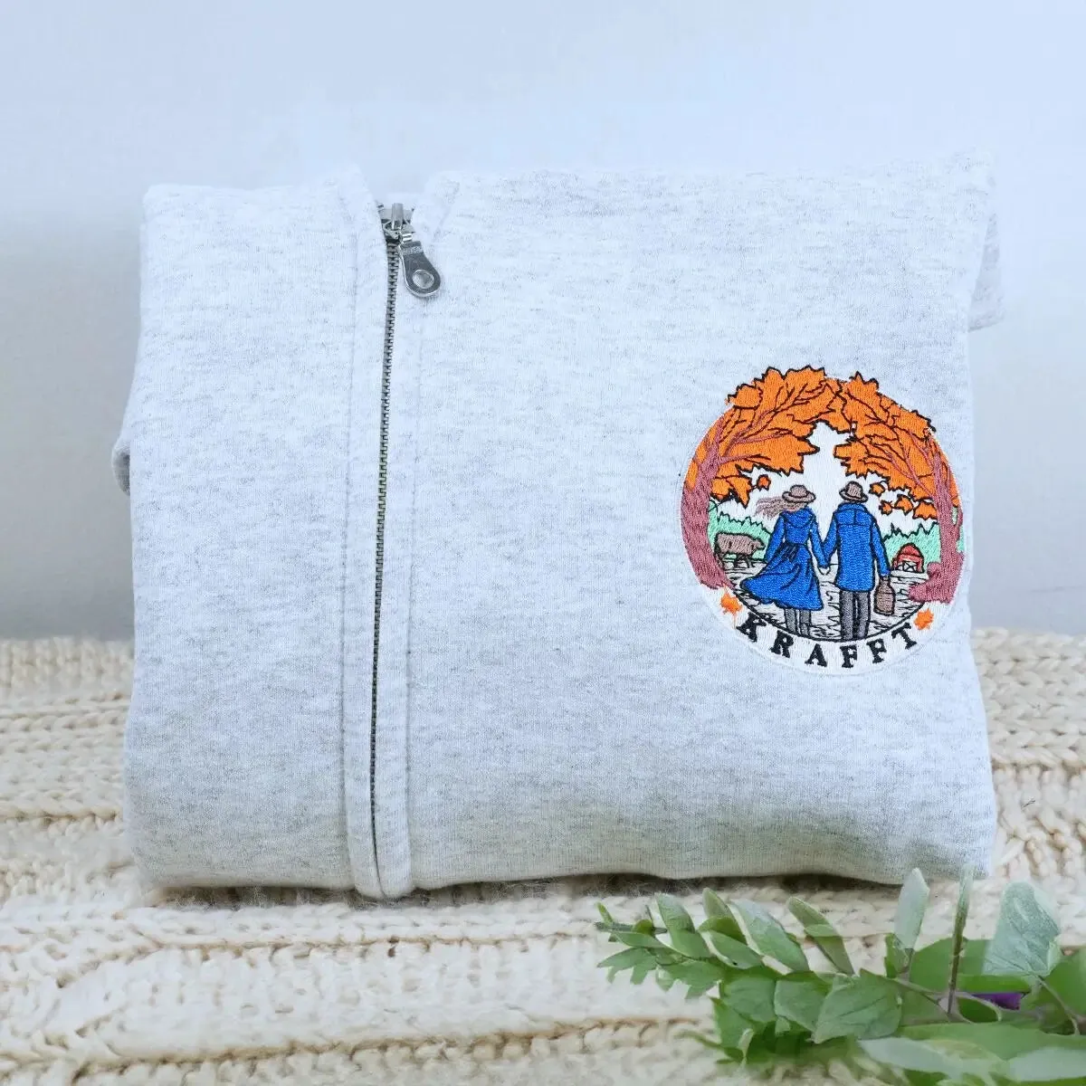 Custom Embroidered Logo Text Zip Up Hoodie sold by Embroly product image thumbnail 3