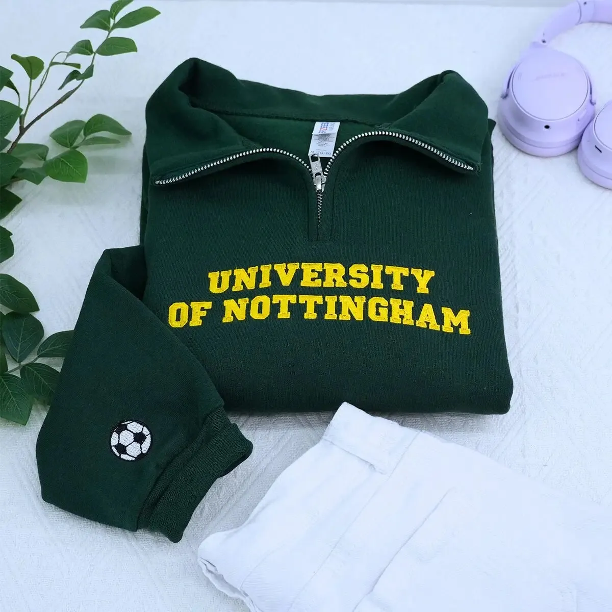 Custom Embroidered Logo Text Zip Up Hoodie sold by Embroly product image thumbnail 4