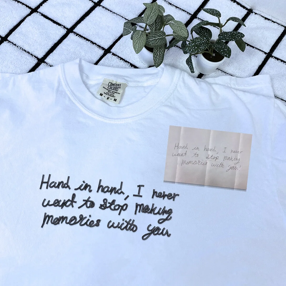 Custom Embroidered Handwriting T-Shirt sold by Embroly product image thumbnail 5