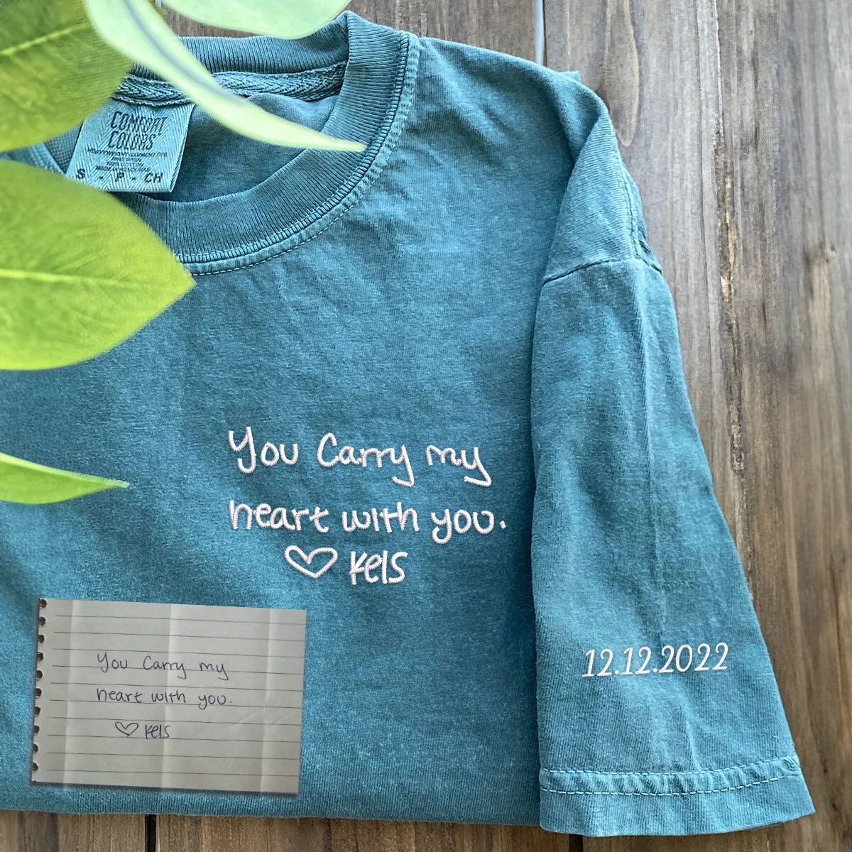 Custom Embroidered Handwriting T-Shirt sold by Embroly product image thumbnail 3