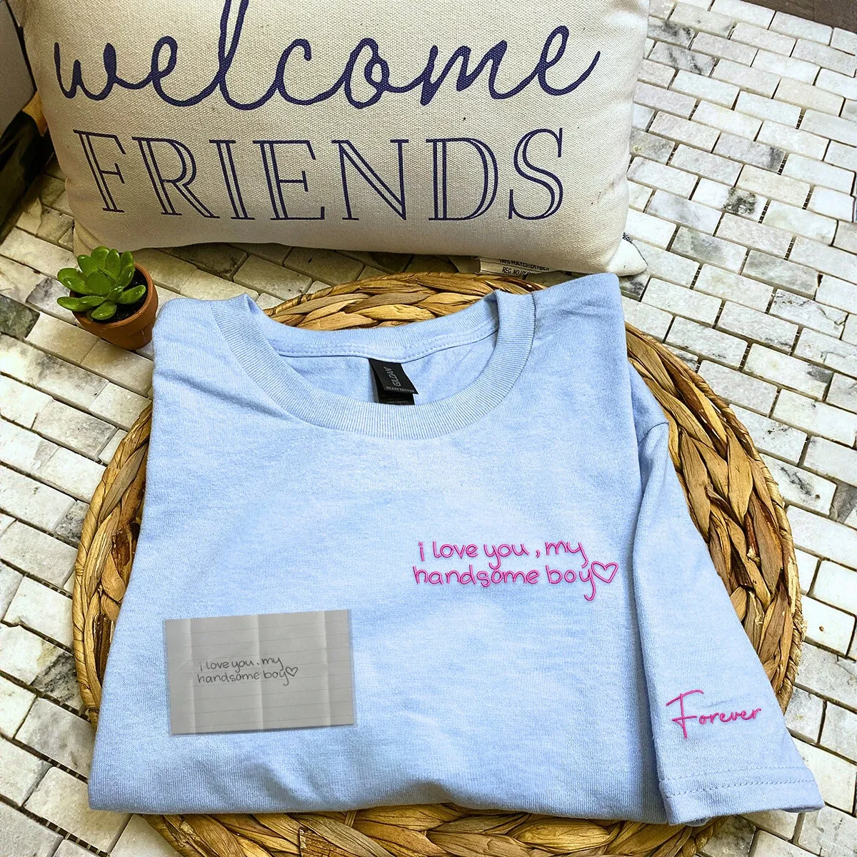 Custom Embroidered Handwriting T-Shirt sold by Embroly product image thumbnail 4
