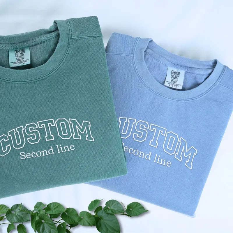 Custom Embroidered Varsity T-Shirt with Your Text made by Embroly