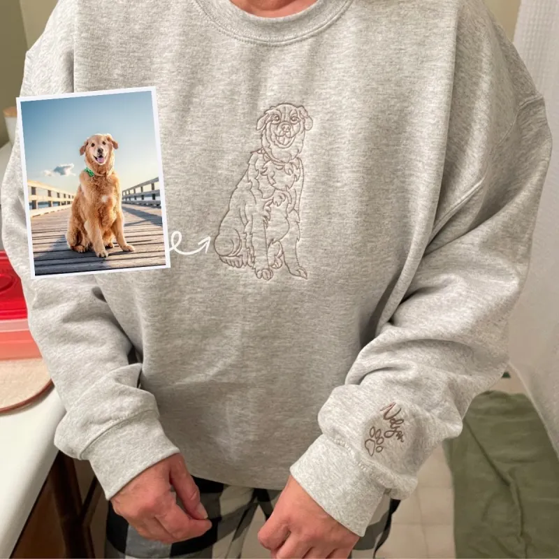 Golden Retriever Sweatshirt or Hoodie, Custom Embroidered Gift from Photo Name made by Embroly
