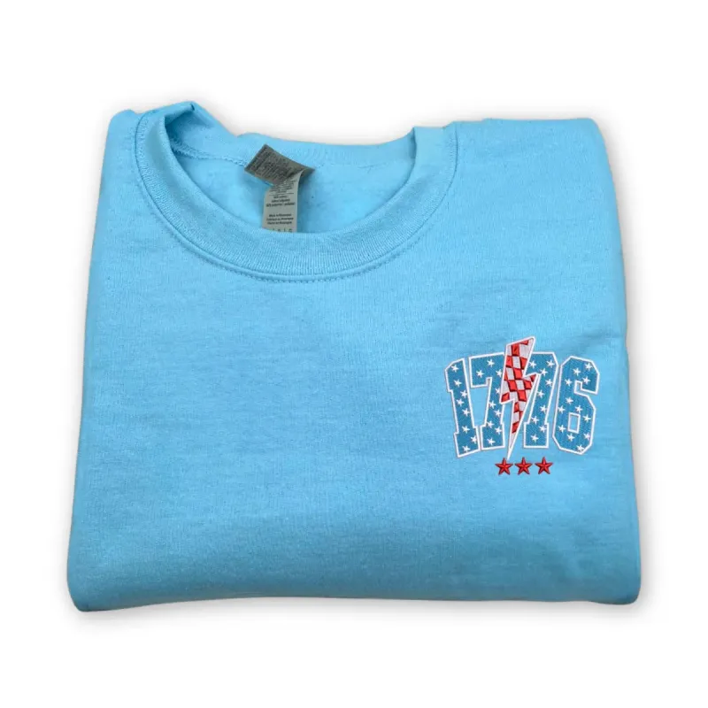 Embroidered 1776 Thunderstorm Sweatshirt on Fourth of July sold by Embroly