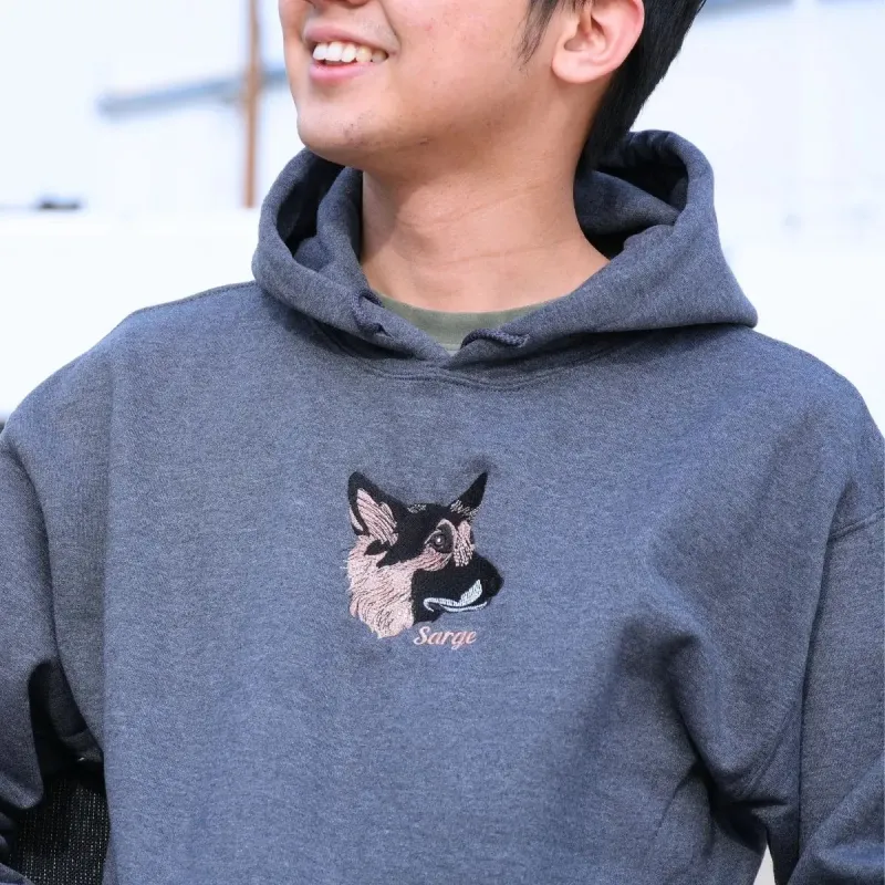 Custom Dog Dad Photo Hoodie, Embroidered Gift from Wife, Girlfriend made by Embroly