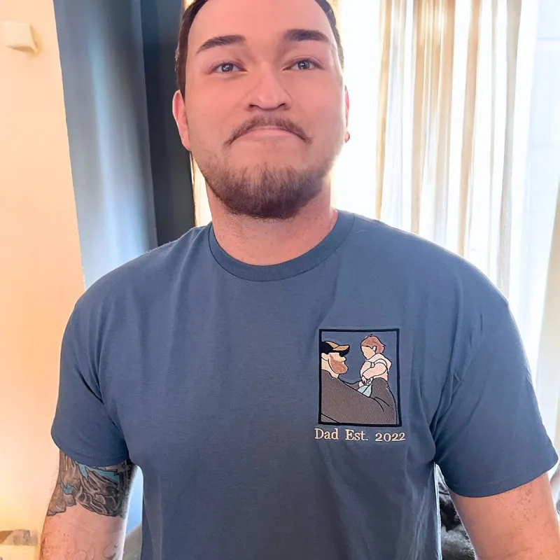 First Fathers Day Gift Idea with Custom Embroidered Comfort Color® T-Shirt sold by Embroly