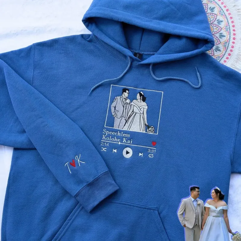 Photo Music Player Sweatshirt or Hoodie, Custom Embroidered Unique Gift Ideas For Couples sold by Embroly