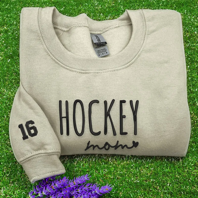 Hockey Mom Sweatshirt or Hoodie with Embroidered Gift for Hockey Mom sold by Embroly