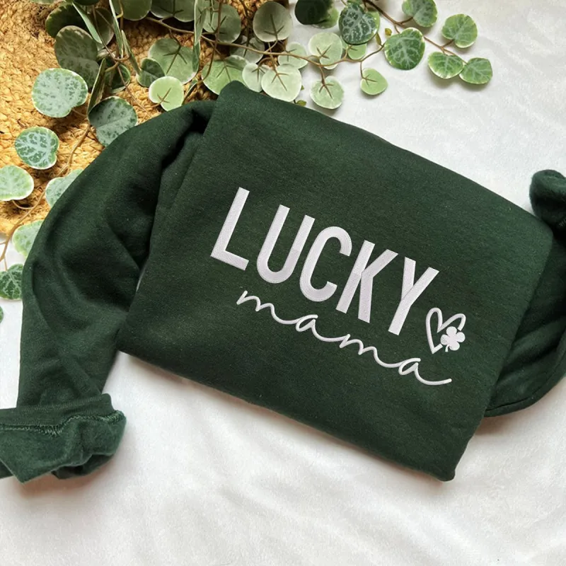 Lucky Mama Sweatshirt or Hoodie with Embroidered made by Embroly