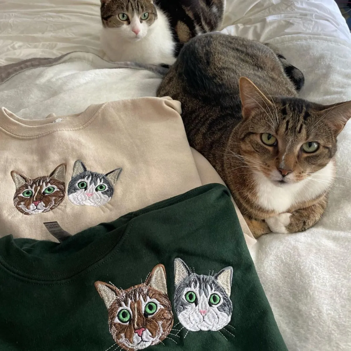 Custom Embroidered Cat Mom Sweatshirt or Hoodie from Photo, Personalized Unique Gift for Cat Lover Woman sold by Embroly product image thumbnail 3