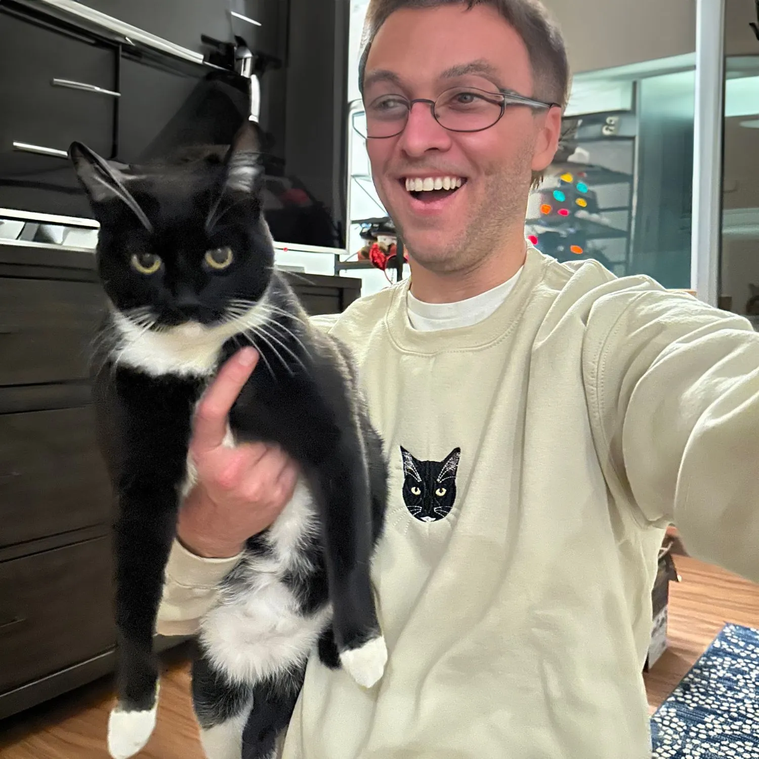 Custom Embroidered Cat Mom Sweatshirt or Hoodie from Photo, Personalized Unique Gift for Cat Lover Woman sold by Embroly product image thumbnail 5