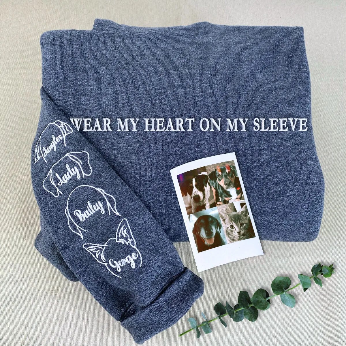 Comfort Color® In My Dog Mom Era Sweatshirt with Custom Embroidered Dog Ear on Sleeve sold by Embroly product image thumbnail 3