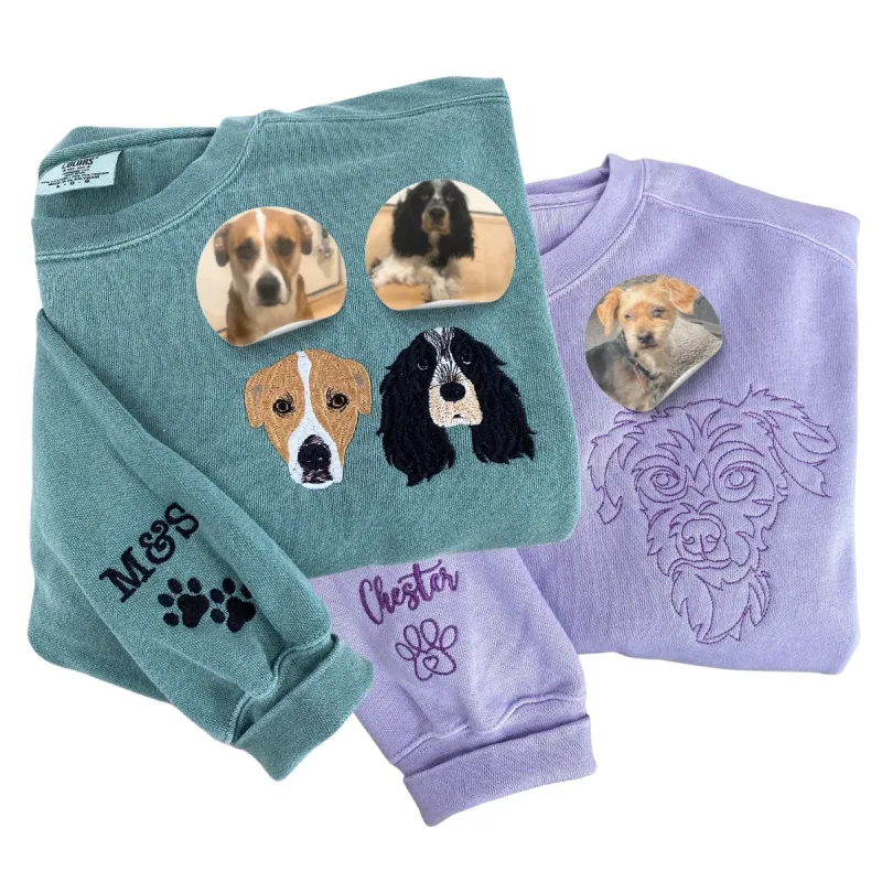 Comfort Color® Custom Embroidered Dog Outline Sweatshirt from Photo sold by Embroly