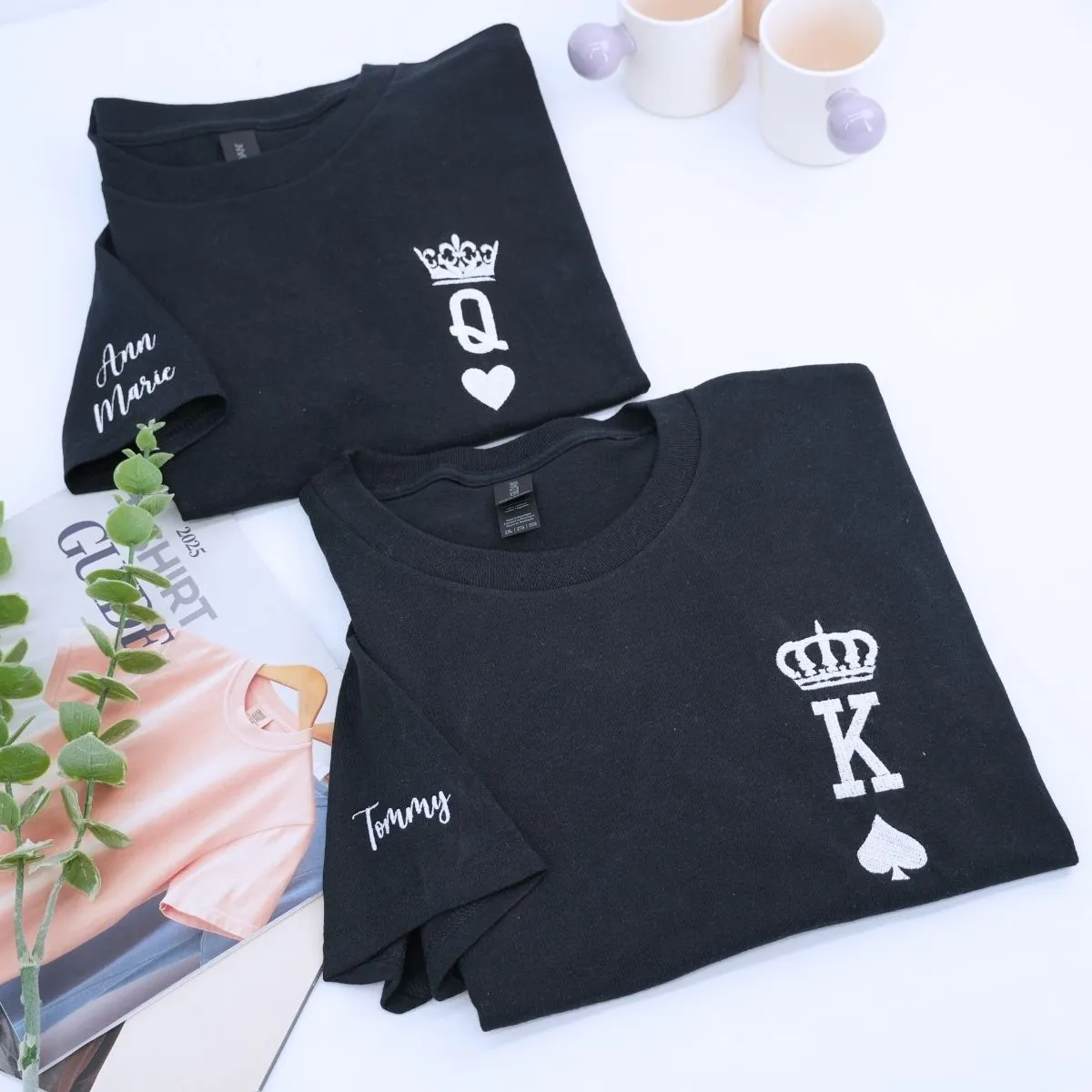King and Queen Hoodie or Sweatshirt Embroidered, Personalized His Her Gift for Valentine's Day sold by Embroly product image thumbnail 3