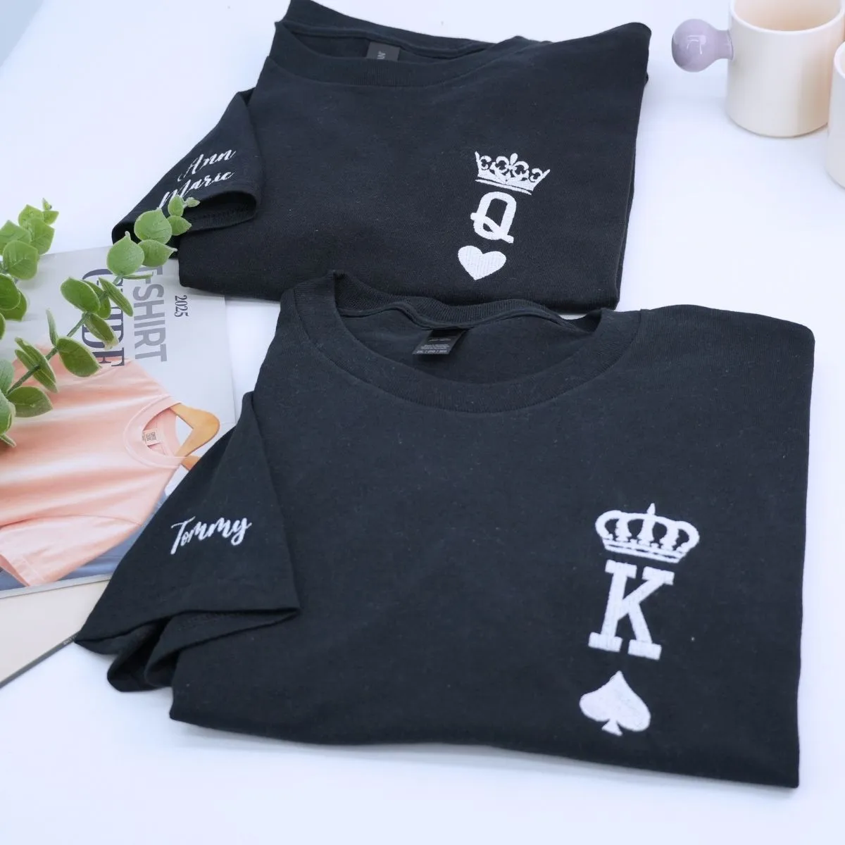 King and Queen Hoodie or Sweatshirt Embroidered, Personalized His Her Gift for Valentine's Day sold by Embroly product image thumbnail 2