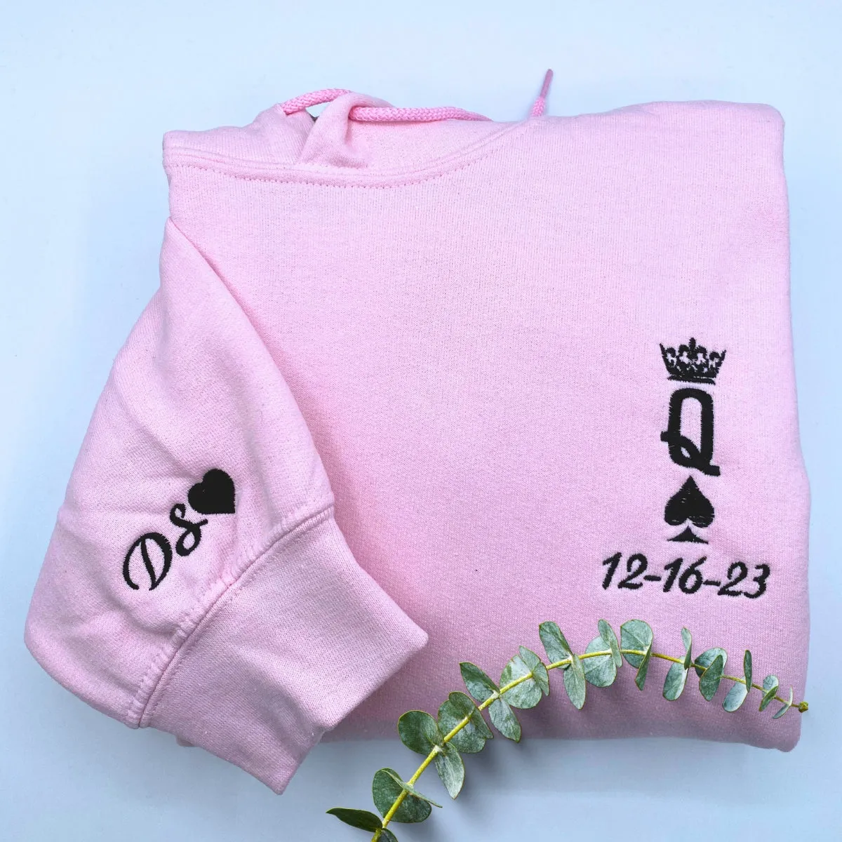 King and Queen Hoodie or Sweatshirt Embroidered, Personalized His Her Gift for Valentine's Day sold by Embroly product image thumbnail 5