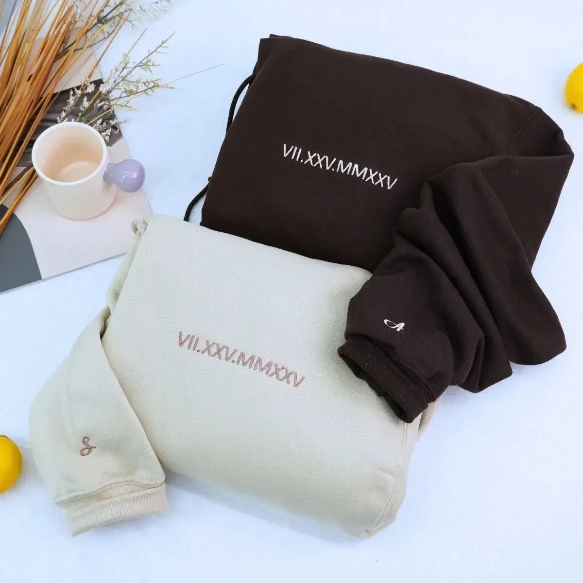 Cute Valentines Day Sweatshirt or Hoodie with Roman Numerals, Custom Embroidered Gift Ideas For Couples sold by Embroly product image thumbnail 5