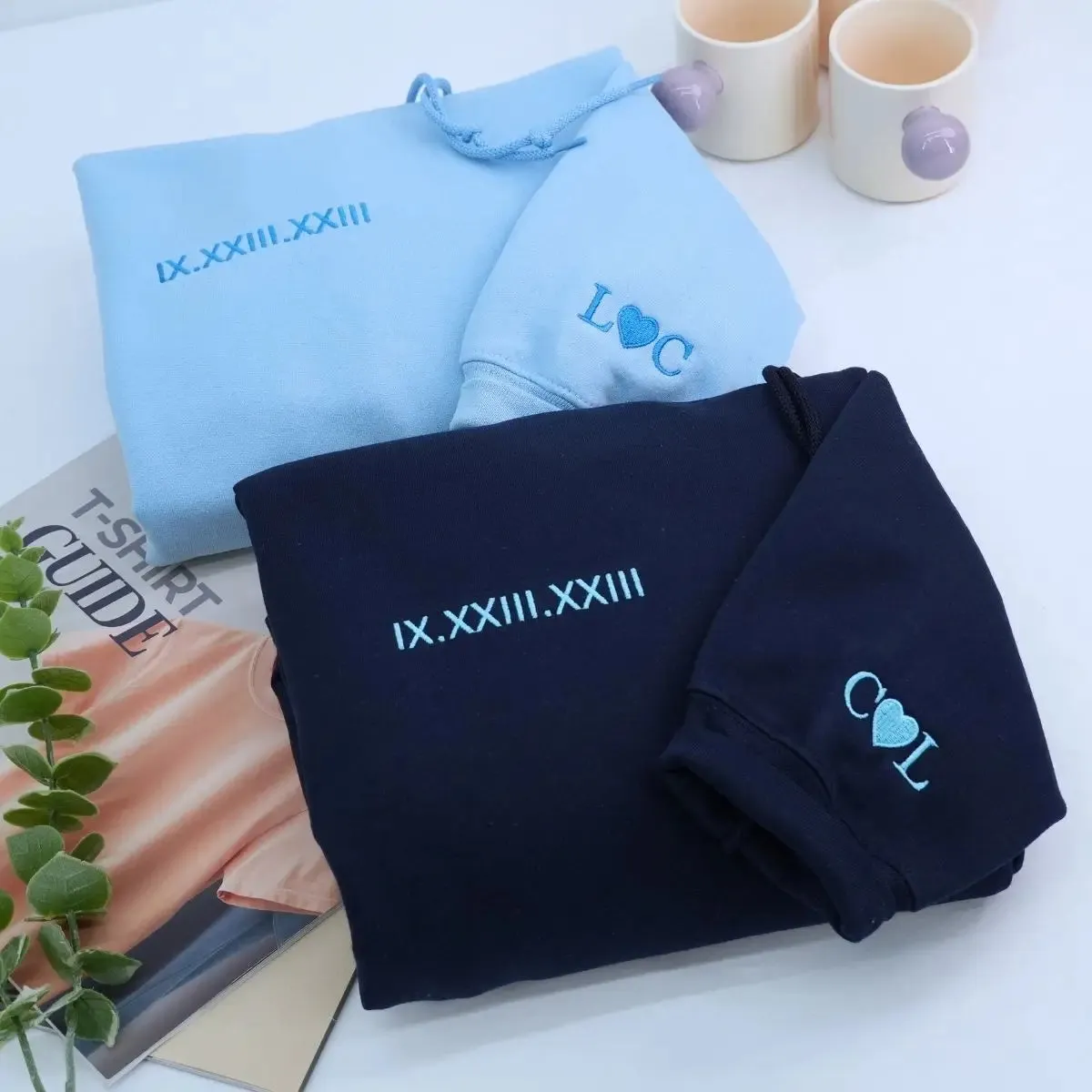 Cute Valentines Day Sweatshirt or Hoodie with Roman Numerals, Custom Embroidered Gift Ideas For Couples sold by Embroly product image thumbnail 4