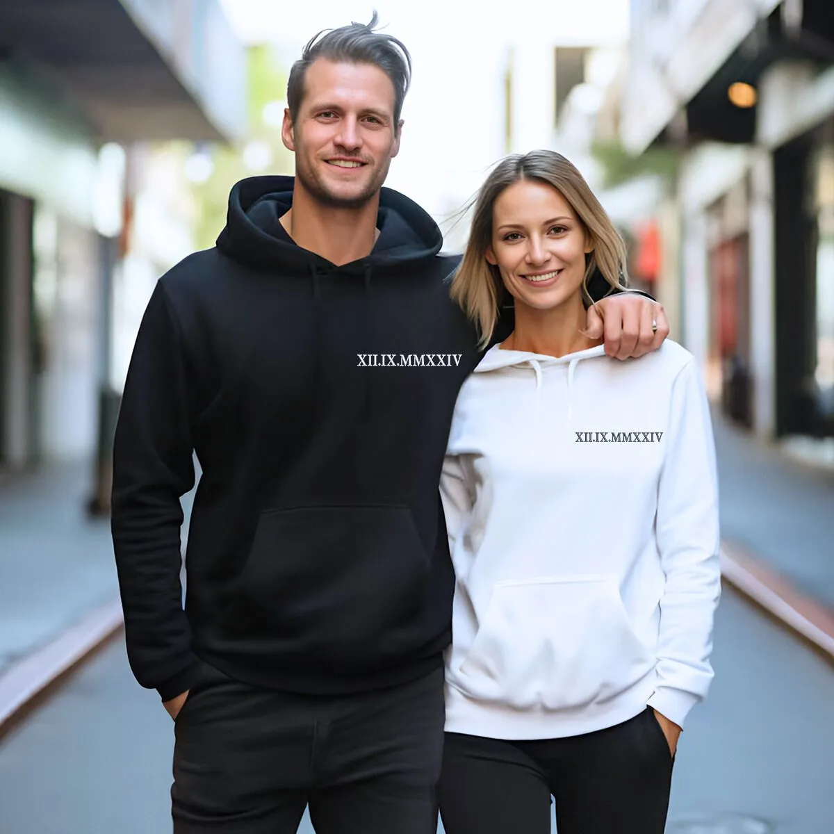 Cute Valentines Day Sweatshirt or Hoodie with Roman Numerals, Custom Embroidered Gift Ideas For Couples sold by Embroly product image thumbnail 2