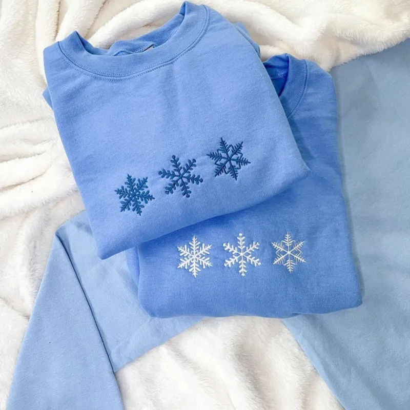 Snowflake Christmas Sweatshirt Embroidered, Snowflake hoodie, Snow Flake Merry Christmas Gift sold by Embroly