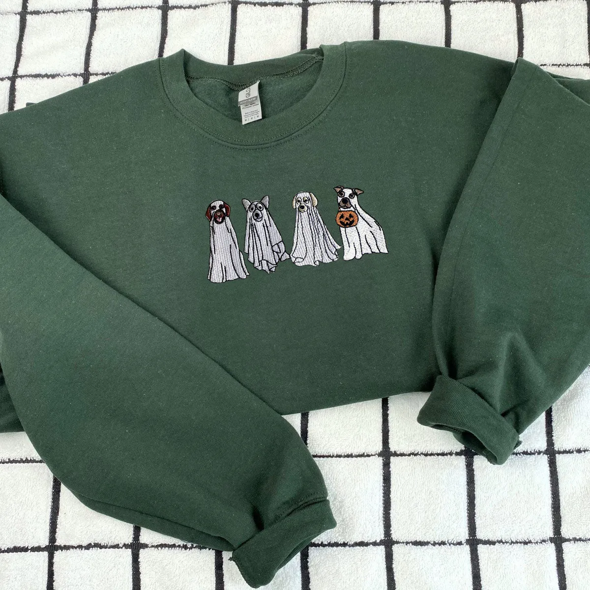 Cute Ghost Dog Halloween Sweatshirt Embroidered, Dog Lovers Crewneck or Hoodie sold by Embroly product image thumbnail 5