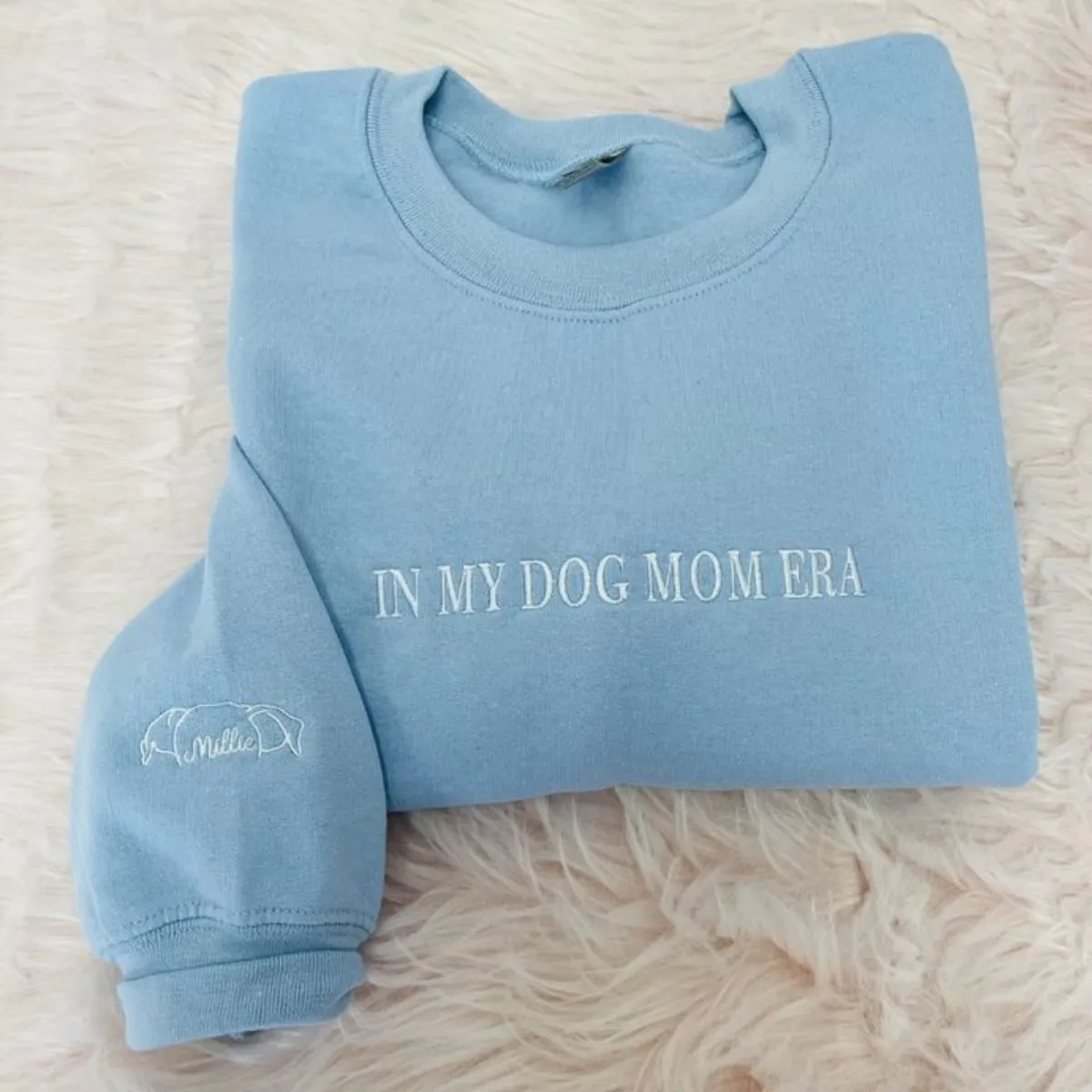 Dog Mama Sweatshirt, Hoodie Embroidered with Dog Ear, Name, Quote sold by Embroly