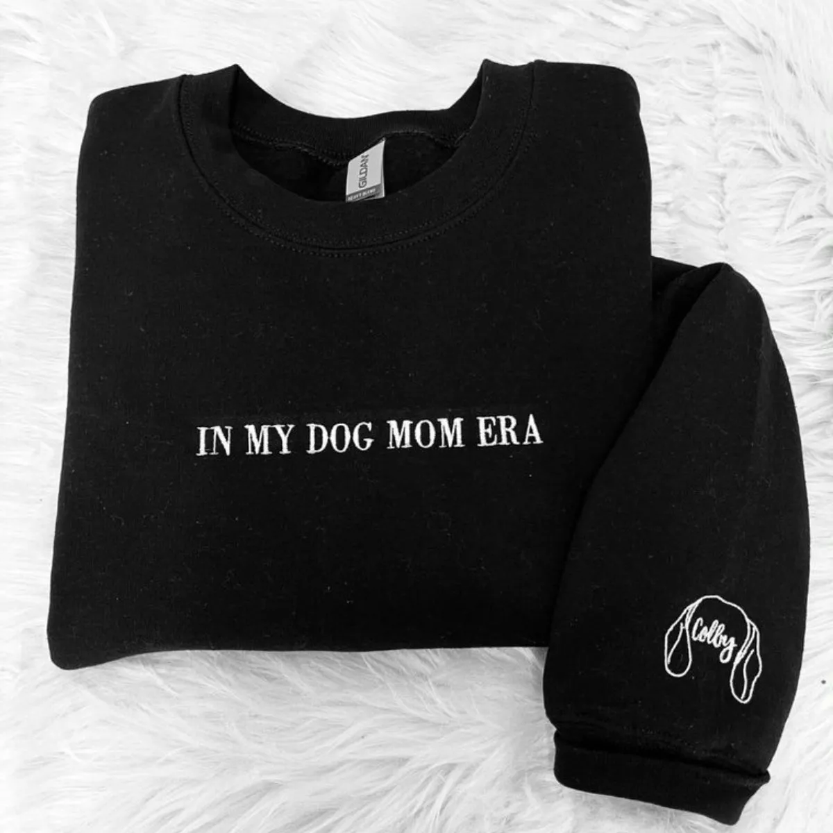 Dog Mama Sweatshirt, Hoodie Embroidered with Dog Ear, Name, Quote sold by Embroly product image thumbnail 2