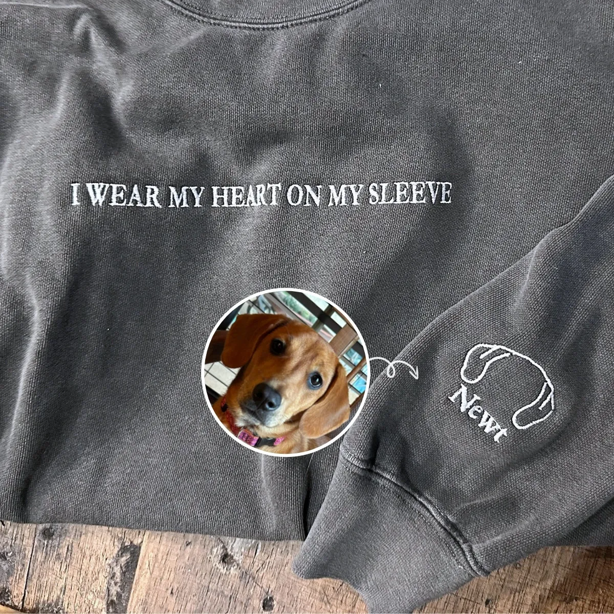 Custom Dog Ear Sweatshirt, Hoodie Embroidered Your Photo, Dog Name sold by Embroly