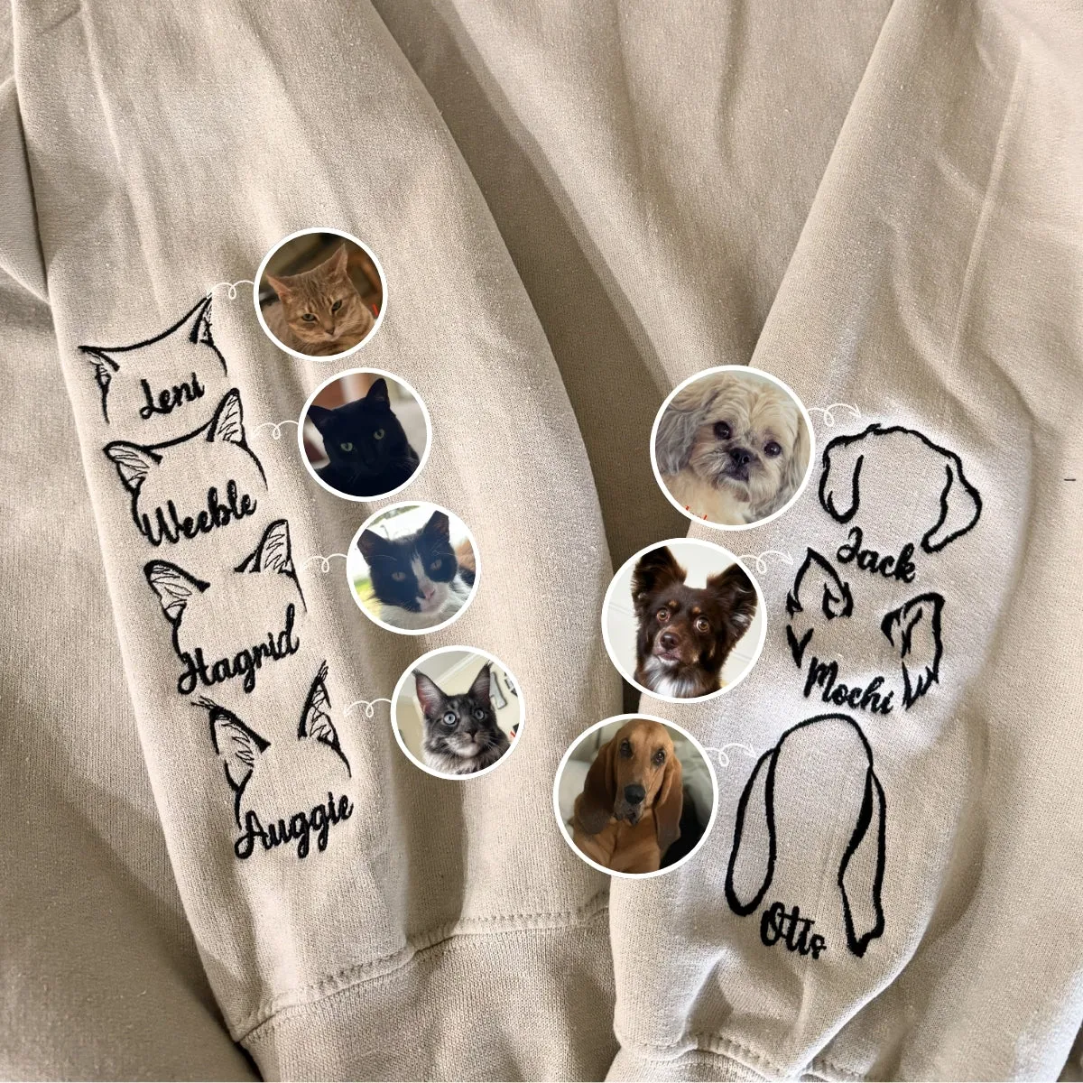 Custom Dog Ear Sweatshirt, Hoodie Embroidered Your Photo, Dog Name sold by Embroly product image thumbnail 3