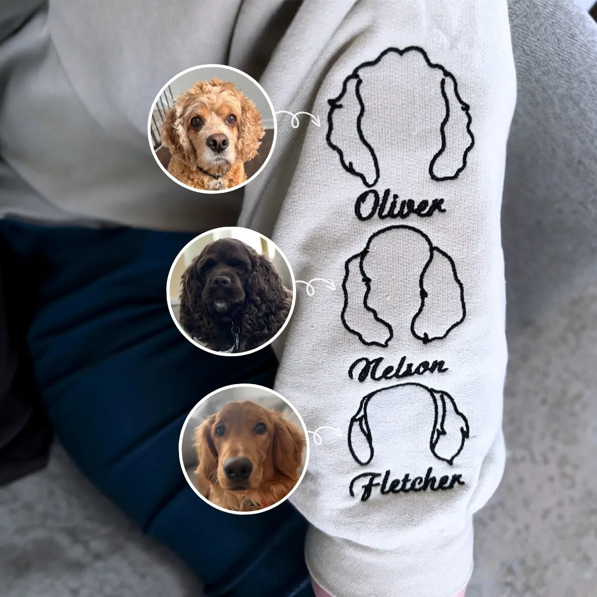Custom Dog Ear Sweatshirt, Hoodie Embroidered Your Photo, Dog Name sold by Embroly product image thumbnail 4
