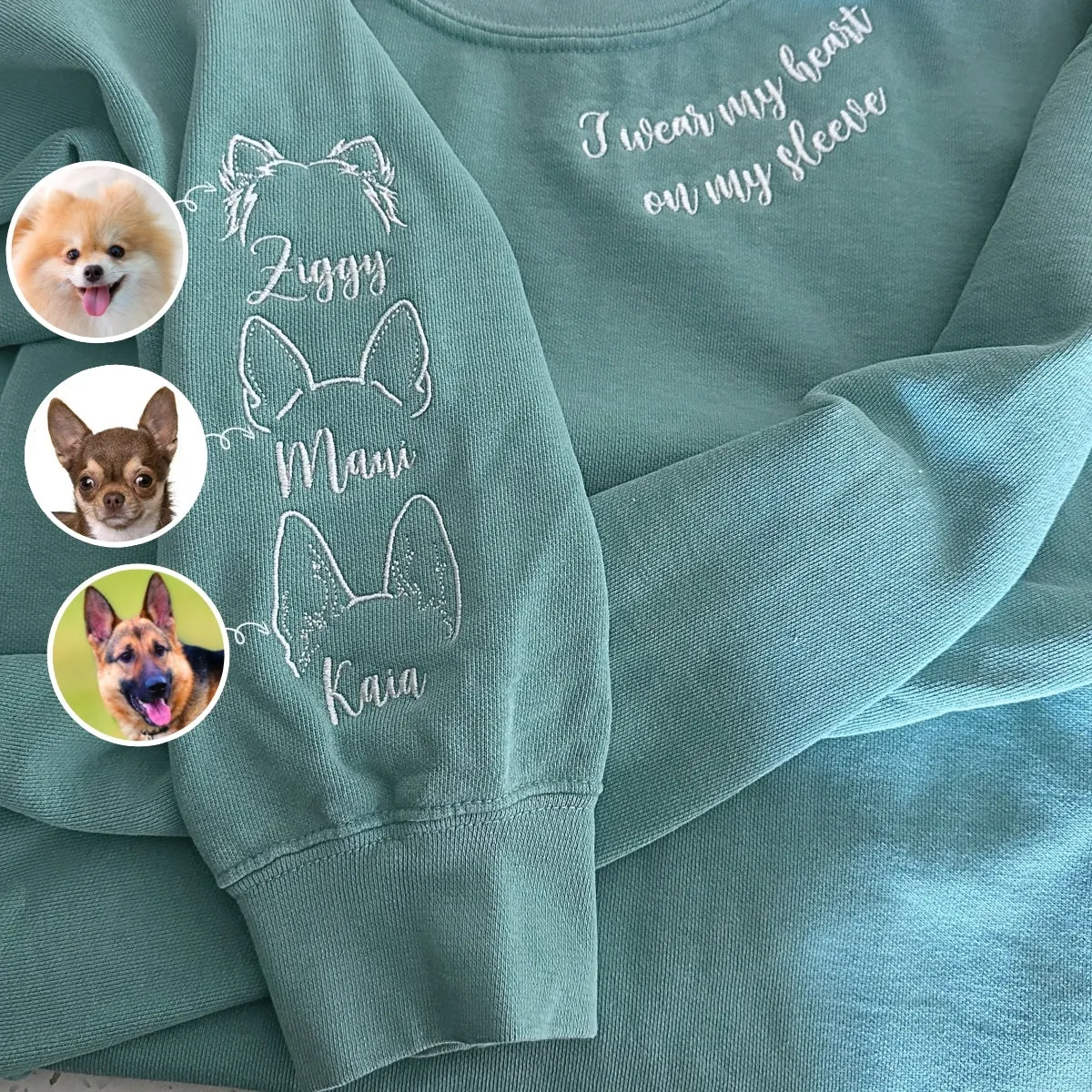 Custom Dog Ear Sweatshirt, Hoodie Embroidered Your Photo, Dog Name sold by Embroly product image thumbnail 2