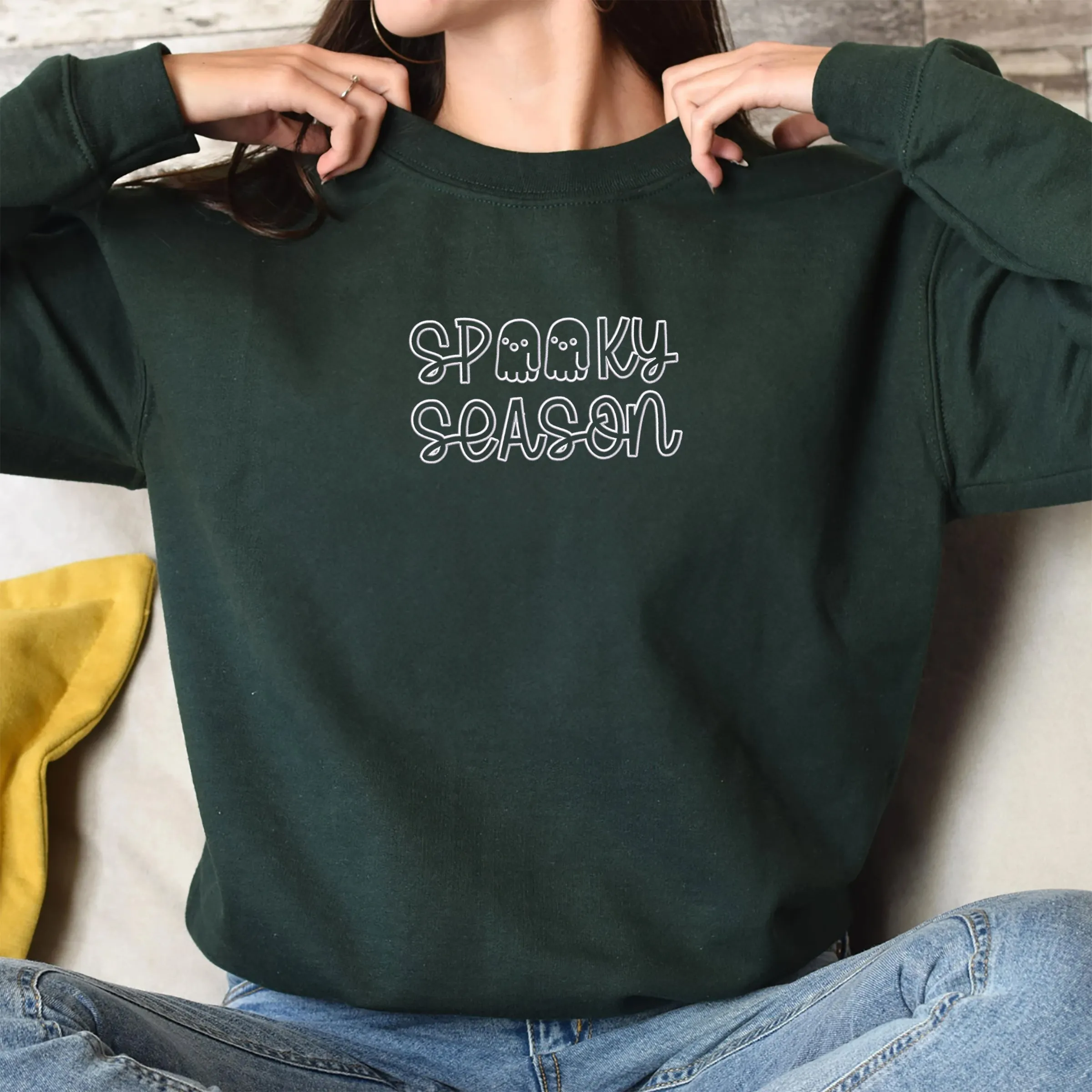 Spooky Season Crewneck Embroidered Halloween Sweatshirt, Hoodie sold by Embroly product image thumbnail 4