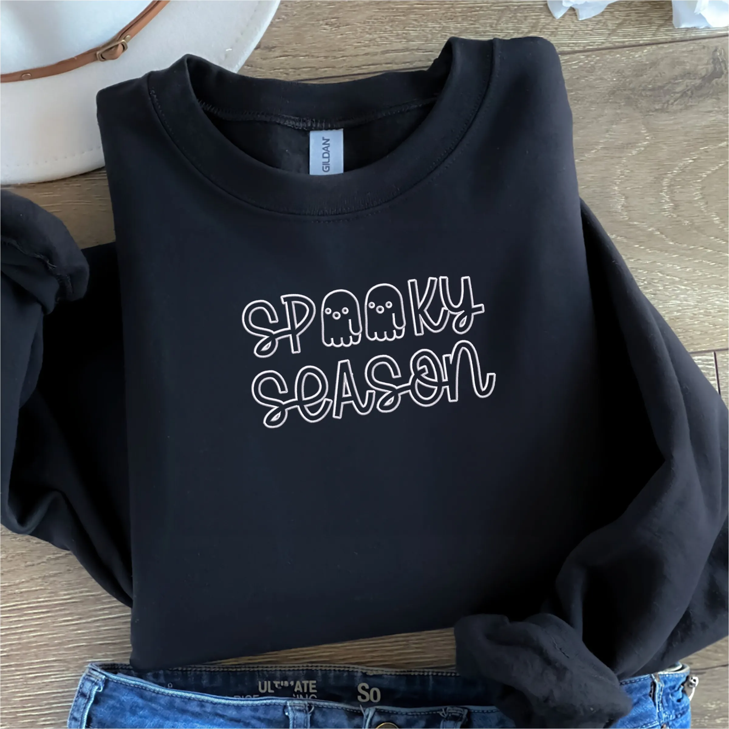 Spooky Season Crewneck Embroidered Halloween Sweatshirt, Hoodie sold by Embroly product image thumbnail 3