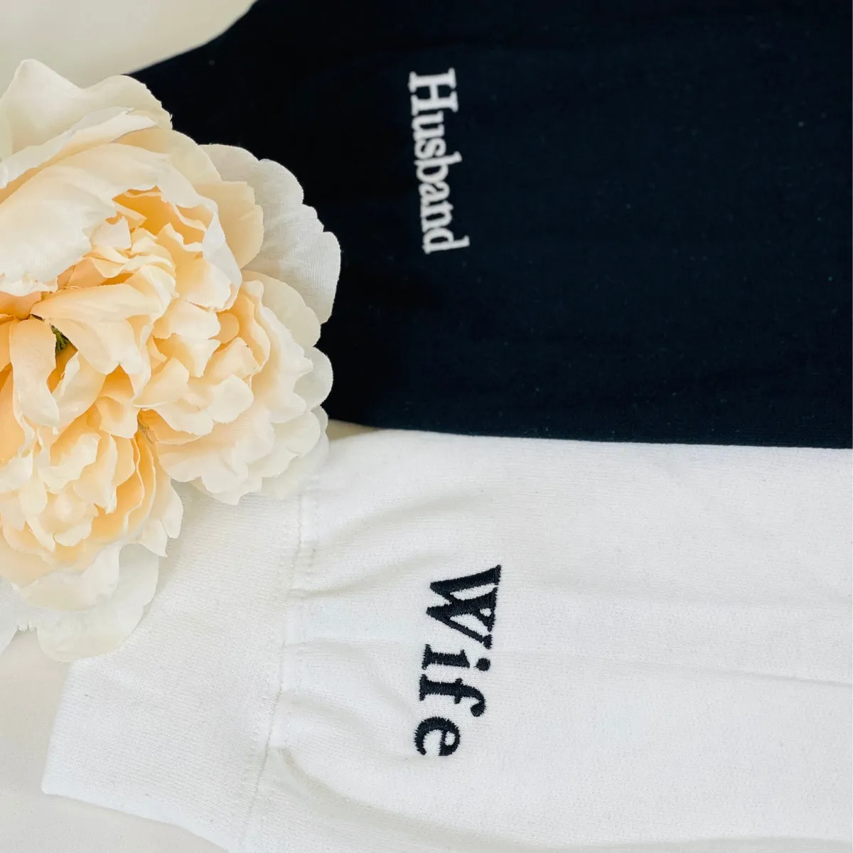 Personalized Unique Wedding Gifts for Bride and Groom with Embroider Sweatshit, Initial Heart Text Icon on Sleeve sold by Embroly product image thumbnail 4