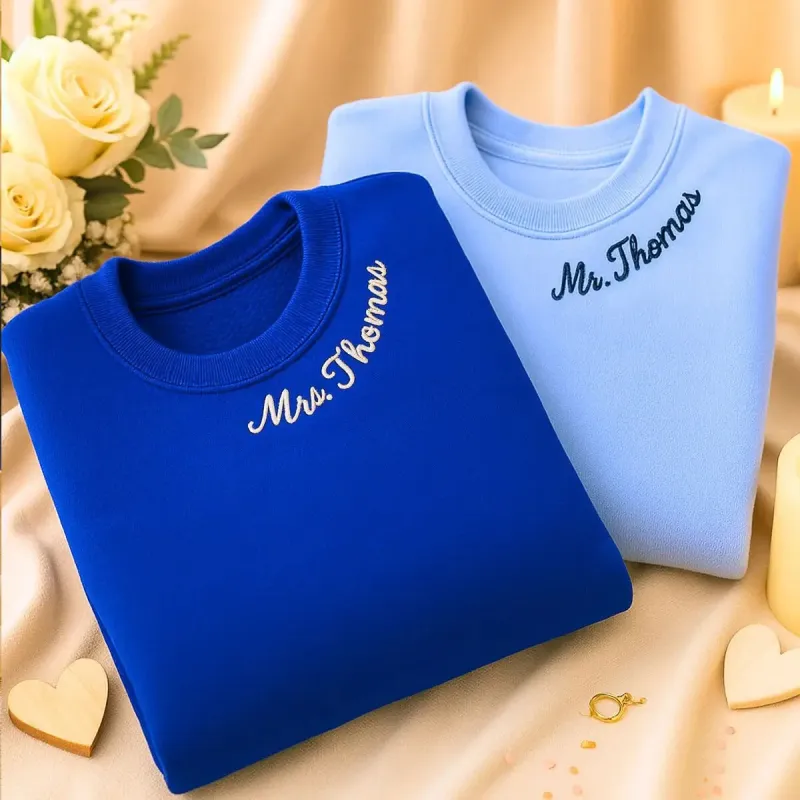 Personalized Unique Bridal Party Gifts for Bride with Embroidery Ms Mrs, EST or Any Text Icon on Sleeve sold by Embroly