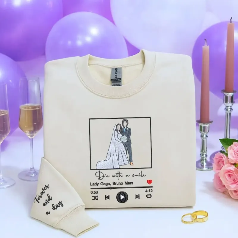 Personalized Unique Wedding Shower Gift ideas for Couples Sweatshirt with Embroidery Your Photo sold by Embroly