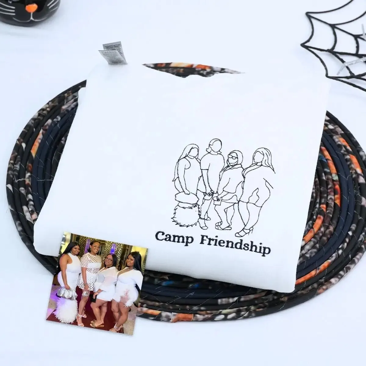 Personalized Matching Bestie Sweatshirts with Embroidery Your Pictures, Besties or EST Year on Sleeve sold by Embroly product image thumbnail 2