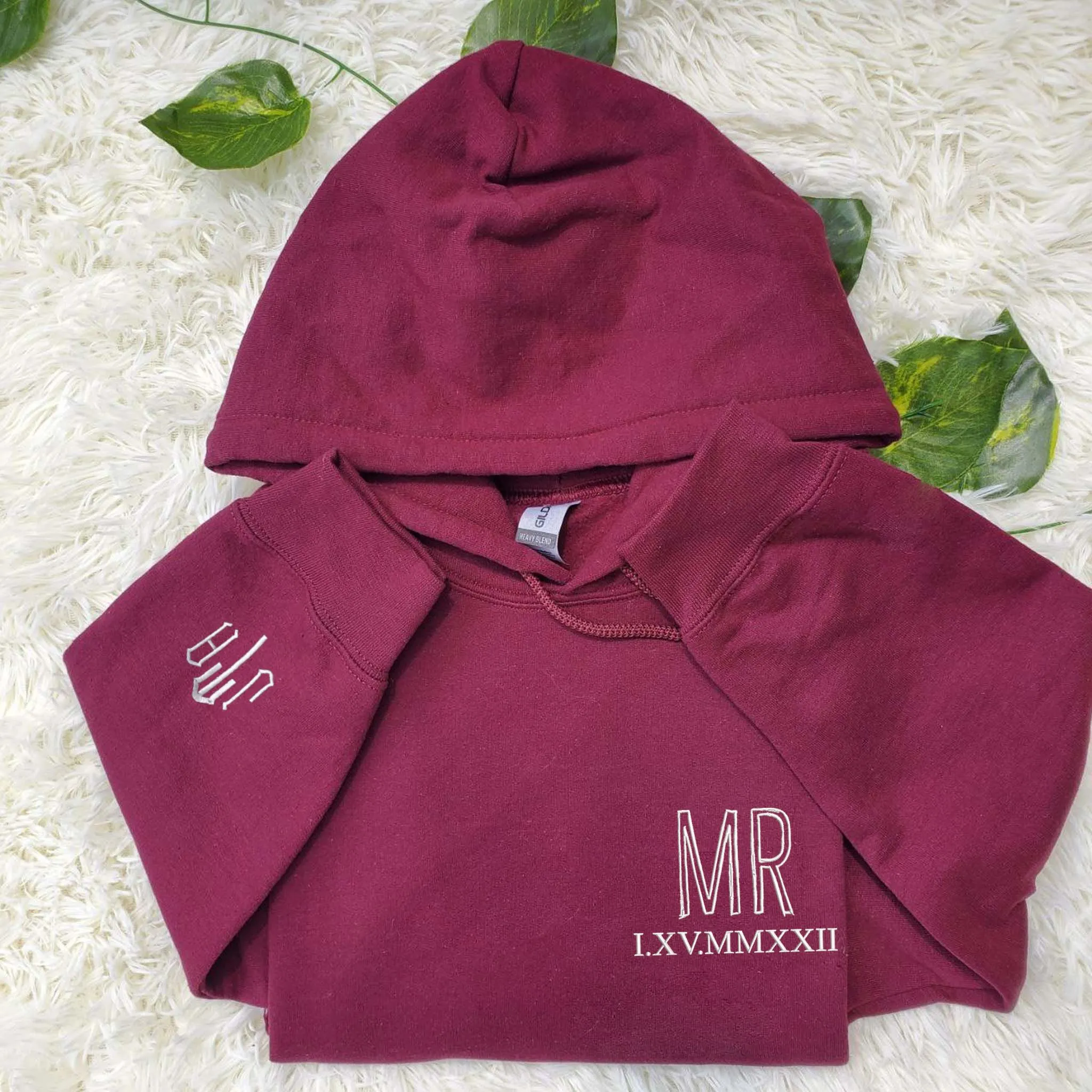 Personalized Mr And Mrs Embroidered Hoodie With Aniniversary Date, Best Gift For Couple sold by Embroly product image thumbnail 4