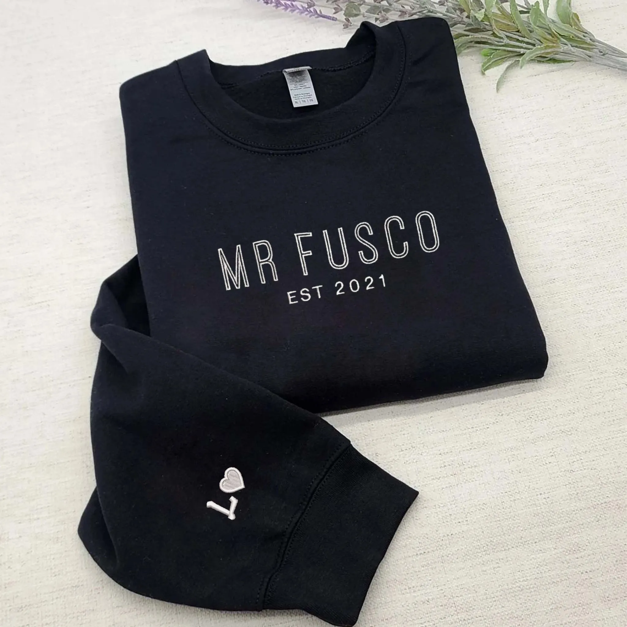 Custom Embroidered Mr And Mrs Sweatshirt With Anniversary Date, Best Gift For Maching Couple sold by Embroly
