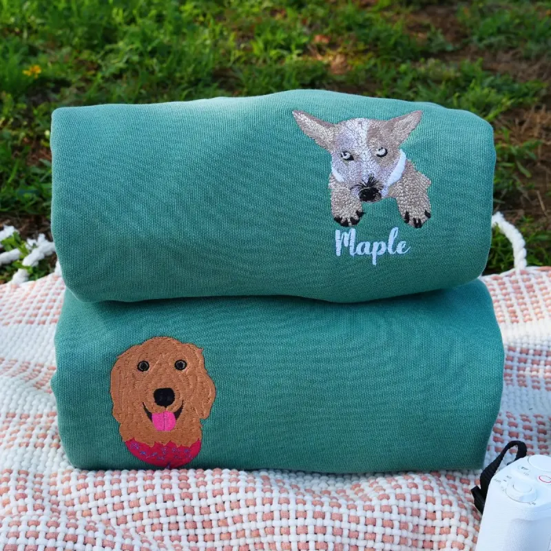 Personalized Corgi Dad Shirt with Embroidered Portrait from Photo, Gift for Corgi Dog Dad made by Embroly