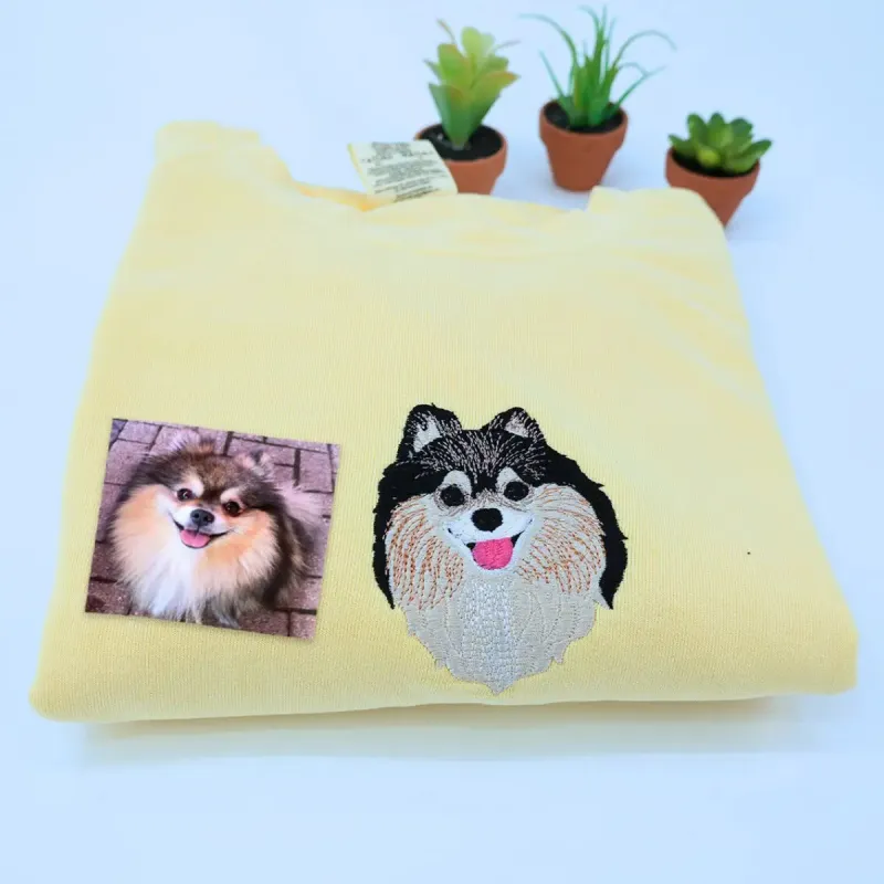 Personalized Pomeranian Dad Shirt with Embroidered Portrait from Photo, Dog Dad Gifts for Father's Day sold by Embroly