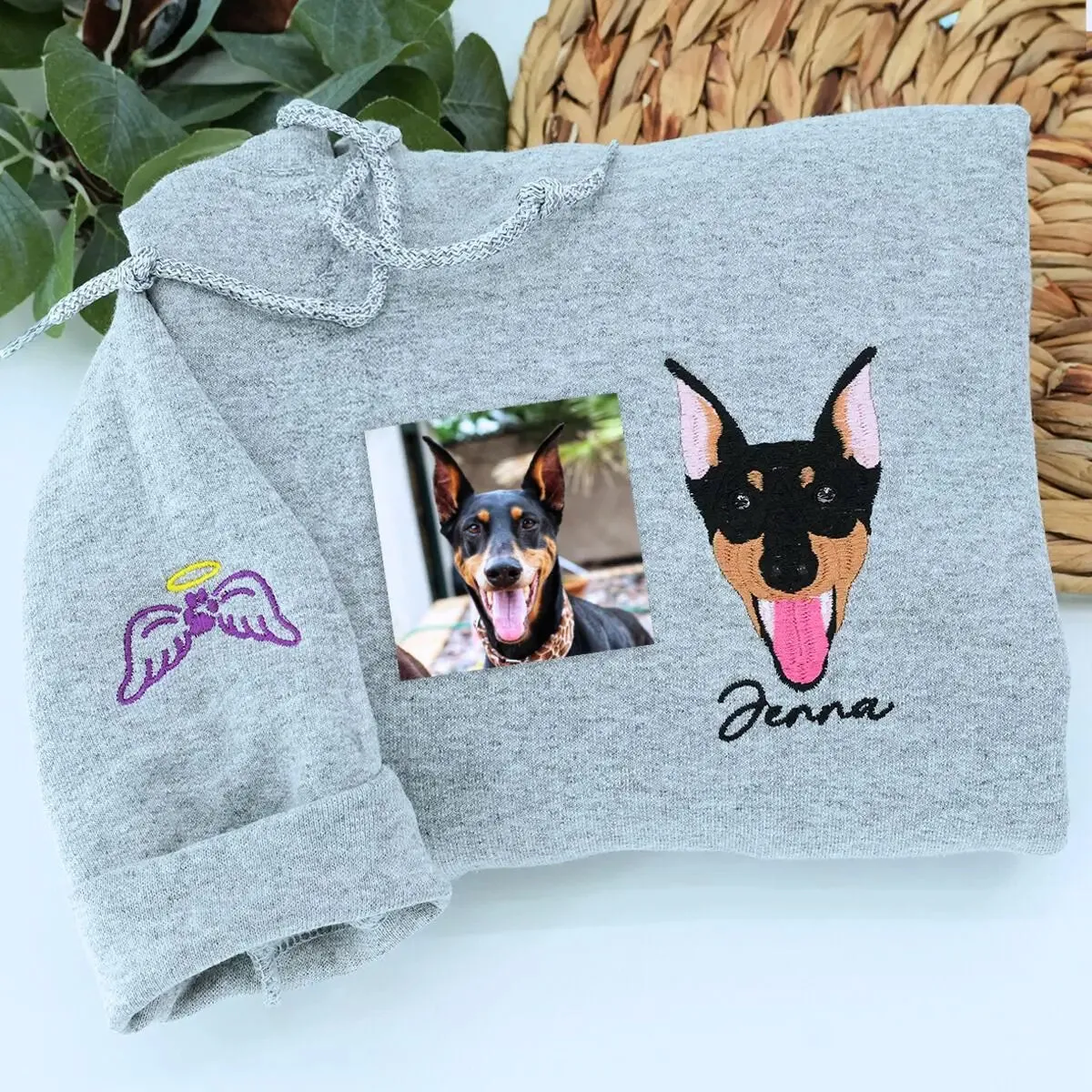 Personalized Doberman Dad Shirt with Embroidered Portrait from Photo, Best Gifts For Doberman Dog Dad sold by Embroly product image thumbnail 4