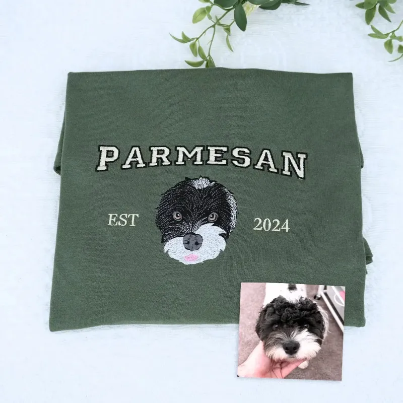 Personalized Shih Tzu Dad Shirt with Embroidered Portrait from Photo, Custom Dog Dad Gifts made by Embroly