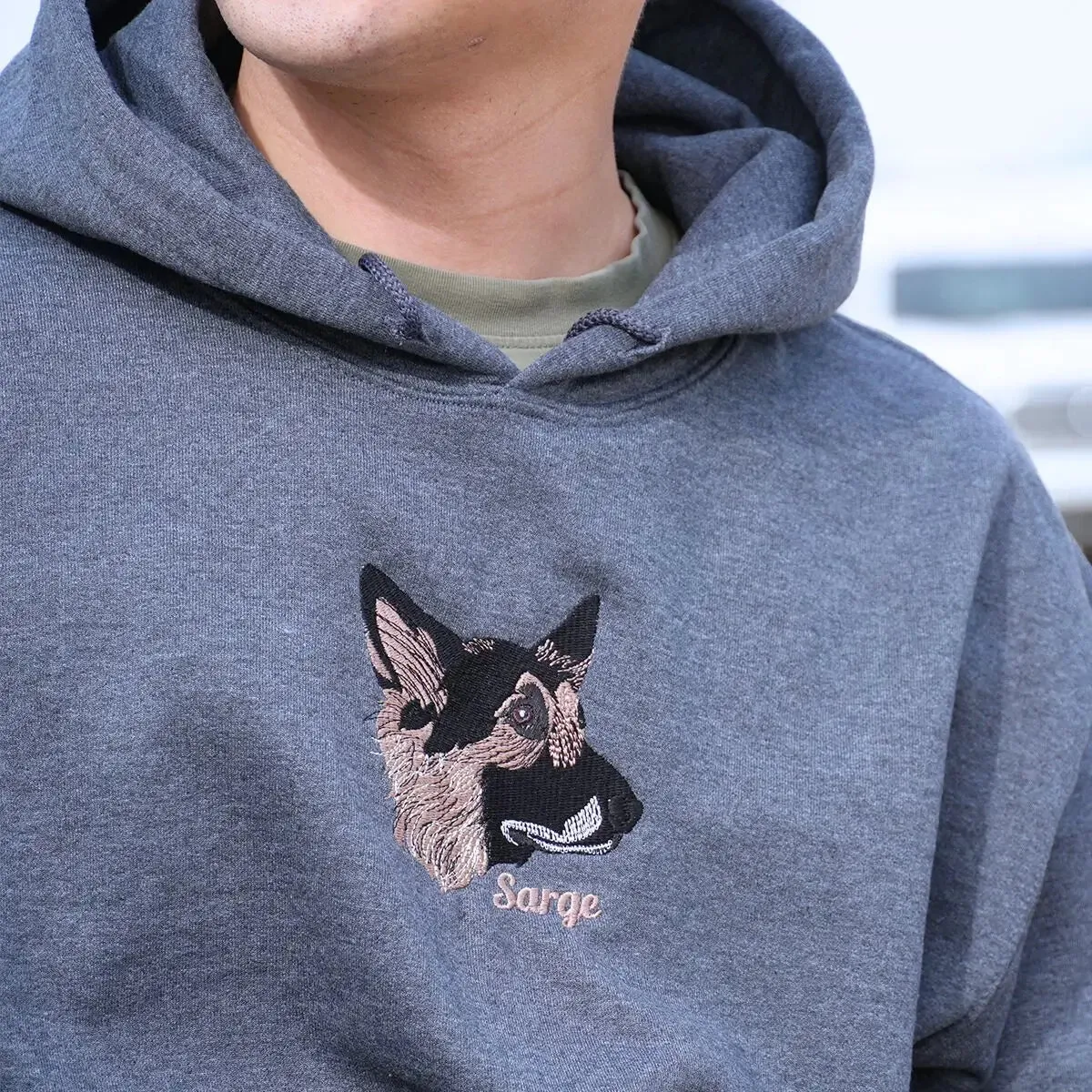 Custom German Shepherd Dad Shirt with Embroidered Portrait from Photo, Personalized Dog Dad Gifts sold by Embroly product image thumbnail 2