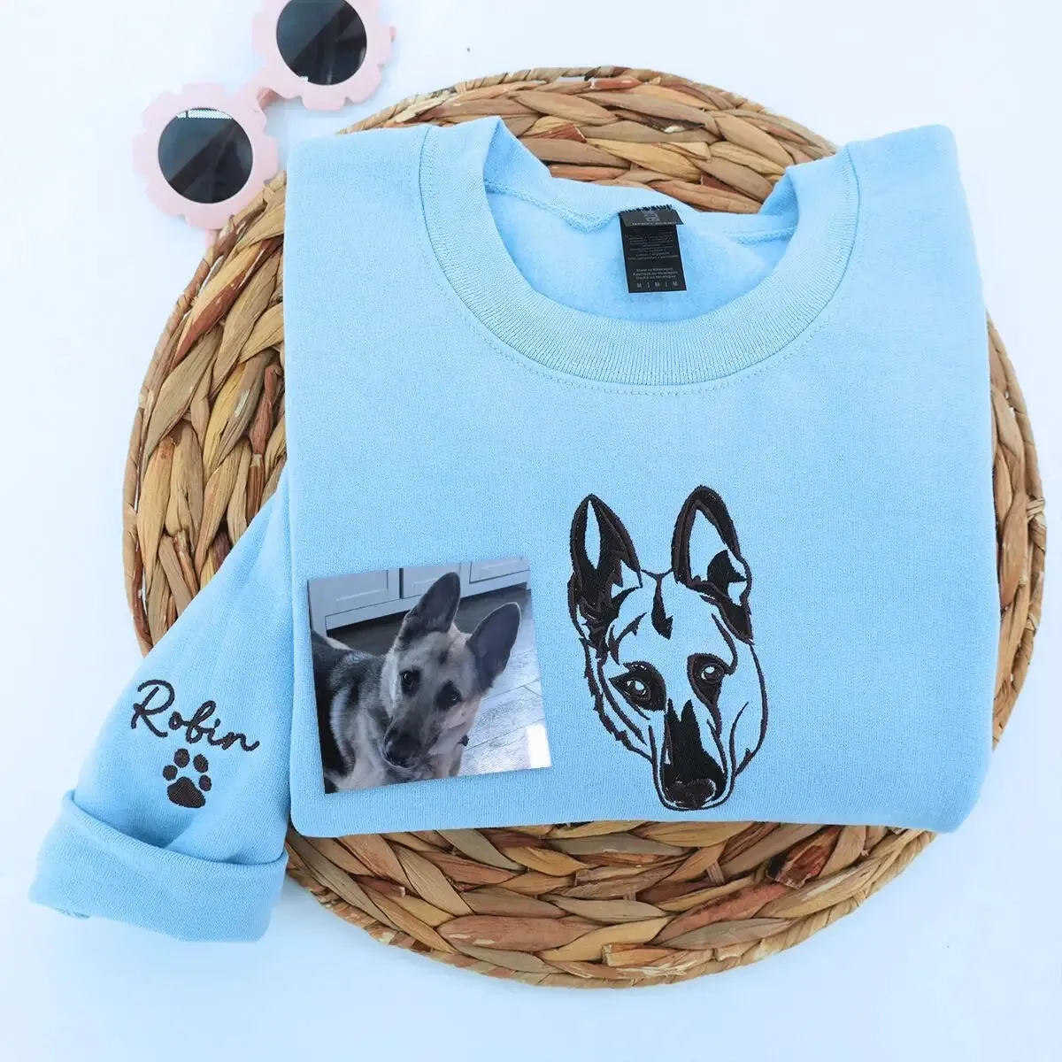 Custom German Shepherd Dad Shirt with Embroidered Portrait from Photo, Personalized Dog Dad Gifts sold by Embroly product image thumbnail 4