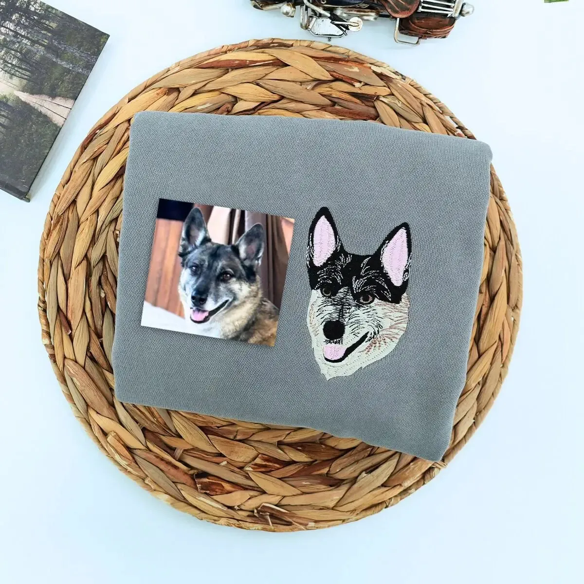Custom German Shepherd Dad Shirt with Embroidered Portrait from Photo, Personalized Dog Dad Gifts sold by Embroly product image thumbnail 3