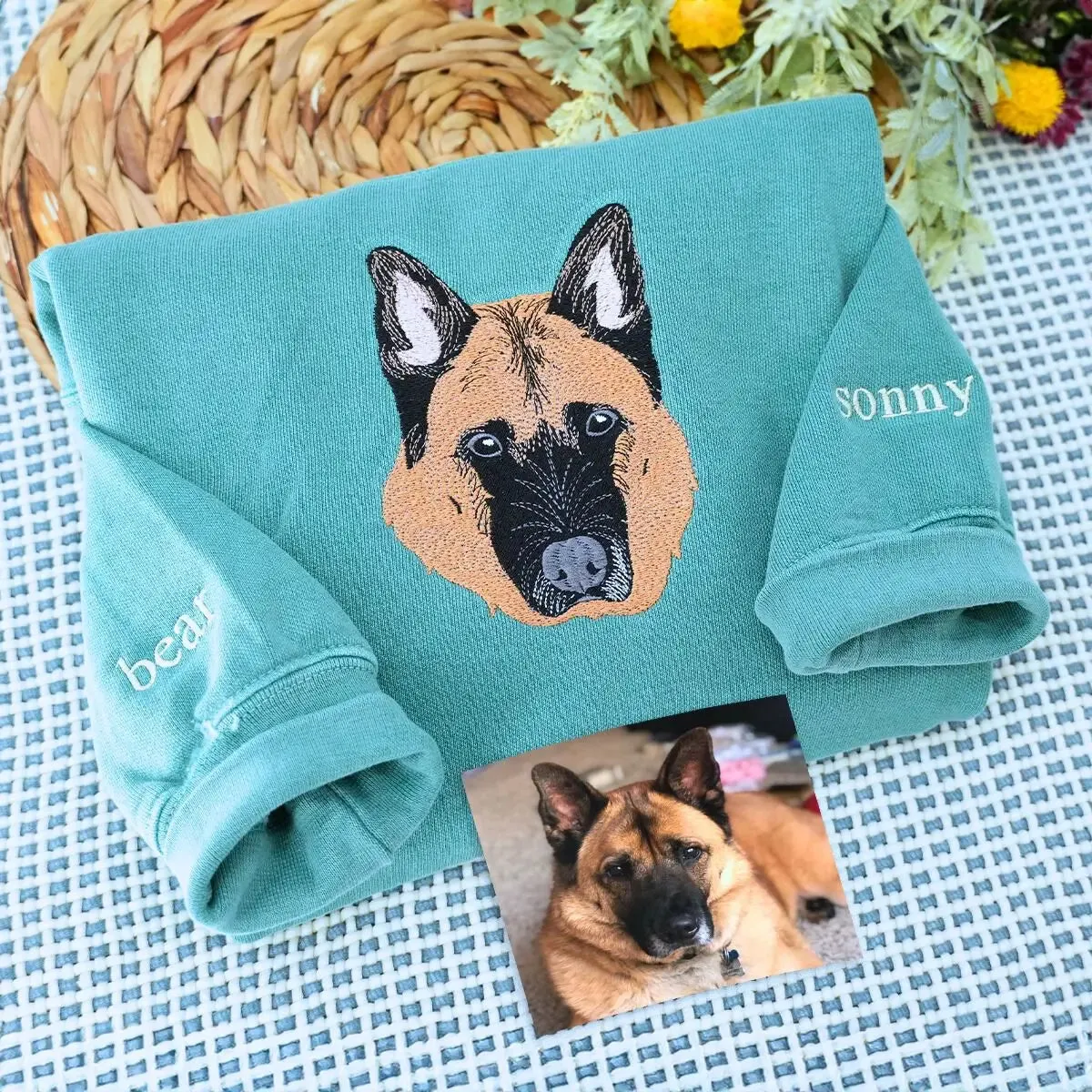 Custom German Shepherd Dad Shirt with Embroidered Portrait from Photo, Personalized Dog Dad Gifts sold by Embroly product image thumbnail 5