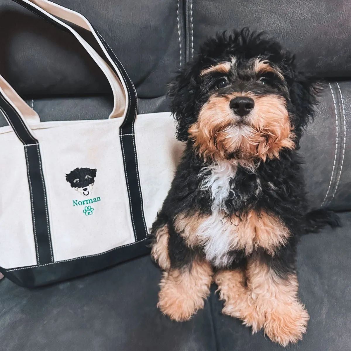 Personalized Dog Tote Bag with Custom Embroidered Photo - Unique Dog Mom Gift Idea sold by Embroly product image thumbnail 2