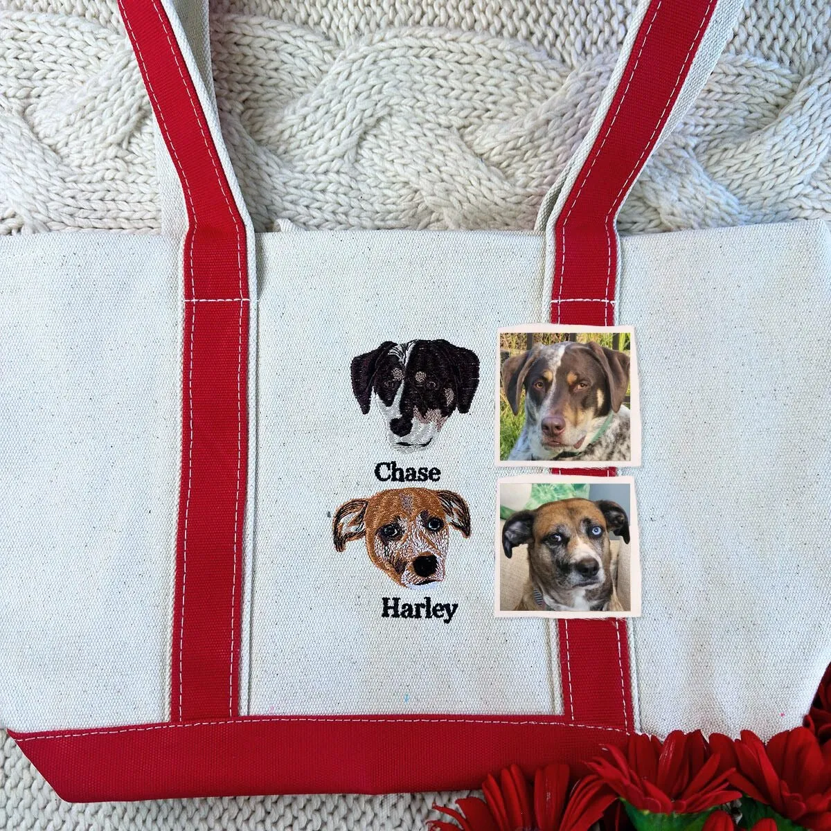 Personalized Dog Tote Bag with Custom Embroidered Photo - Unique Dog Mom Gift Idea sold by Embroly product image thumbnail 5