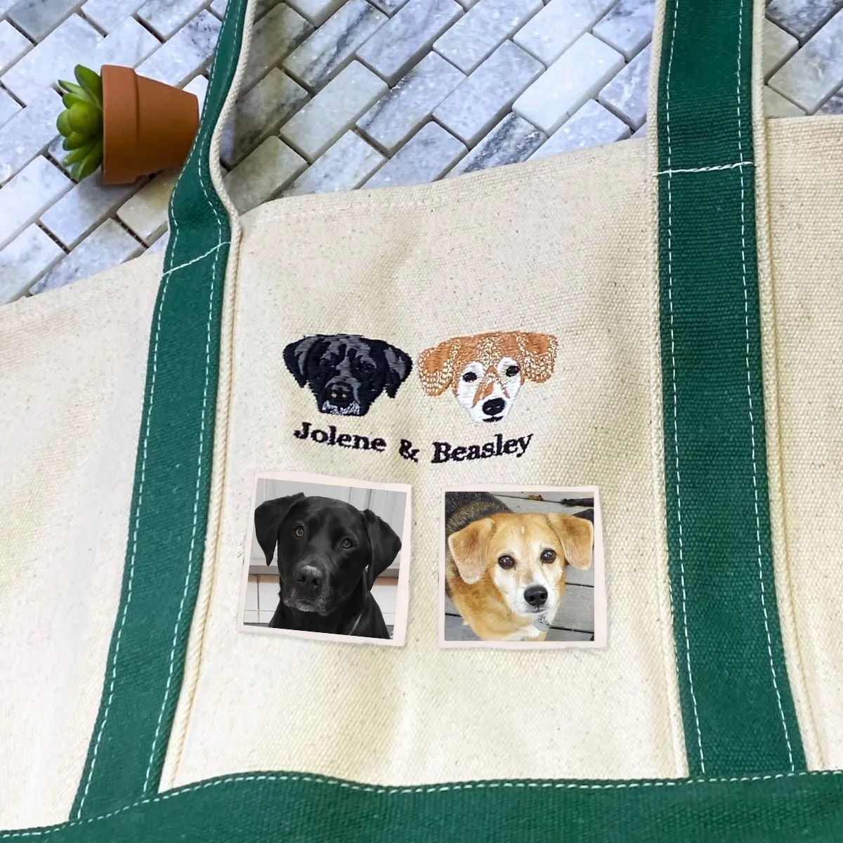 Personalized Dog Tote Bag with Custom Embroidered Photo - Unique Dog Mom Gift Idea sold by Embroly product image thumbnail 3